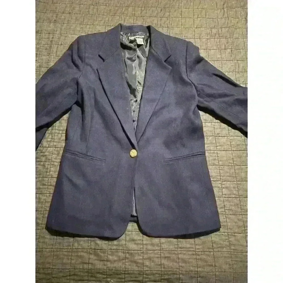 Savannah Vintage Wool Navy Blazer with Gold Button‎ Size 6 - Picture 1 of 5